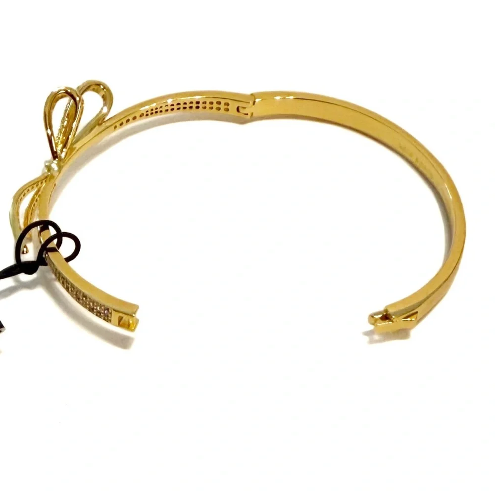 kate spade Gold Crystal Bow Bangle Bracelet NWT - Picture 5 of 8